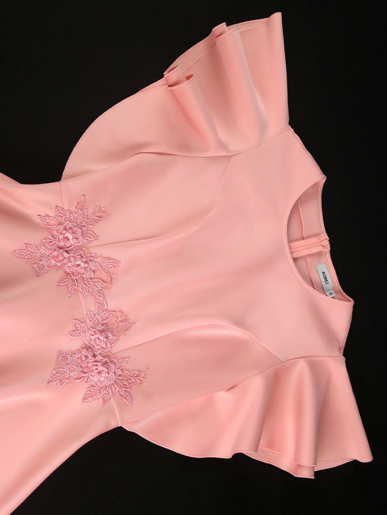 Summer Chic Round Neck Short Dress Embroidered Floral A-Line Party Gown 7