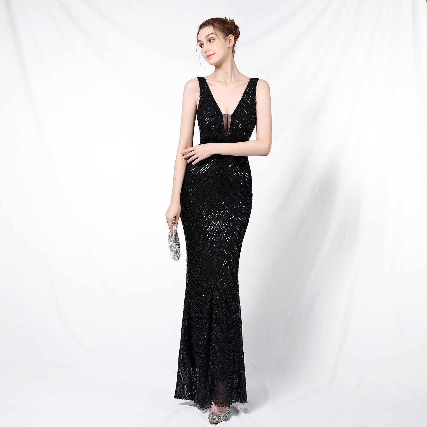 Sequin Fishtail Long Dress Formal Party Evening Dress 14