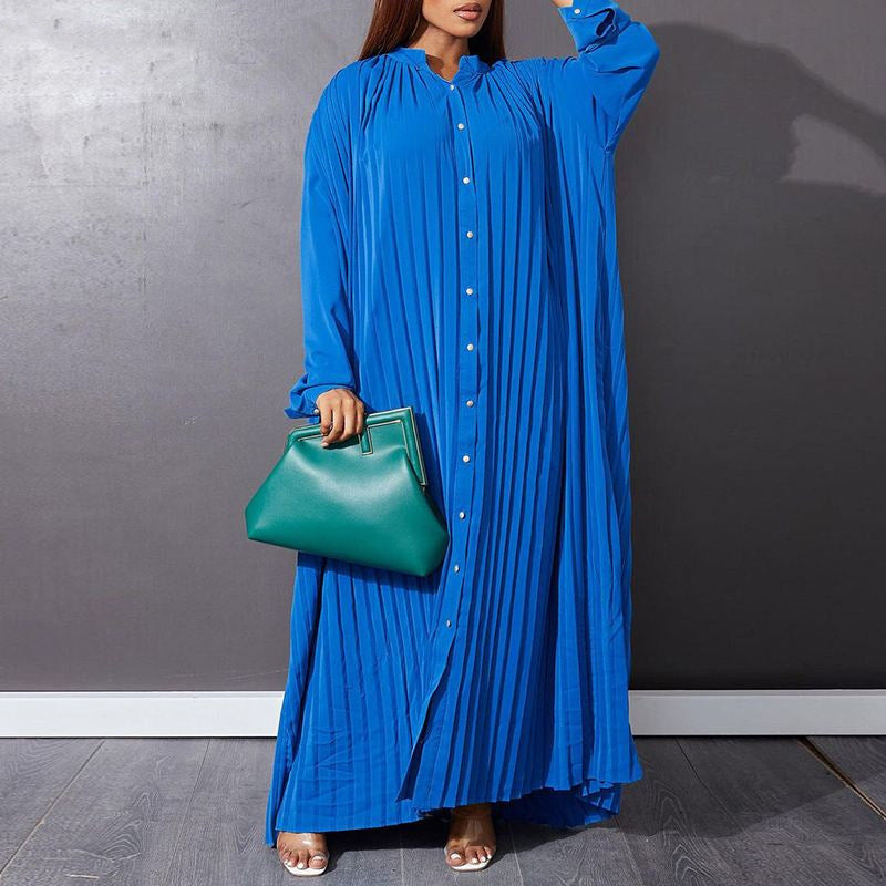 Plus Size Women Summer Loose Casual Pleated Dress 4