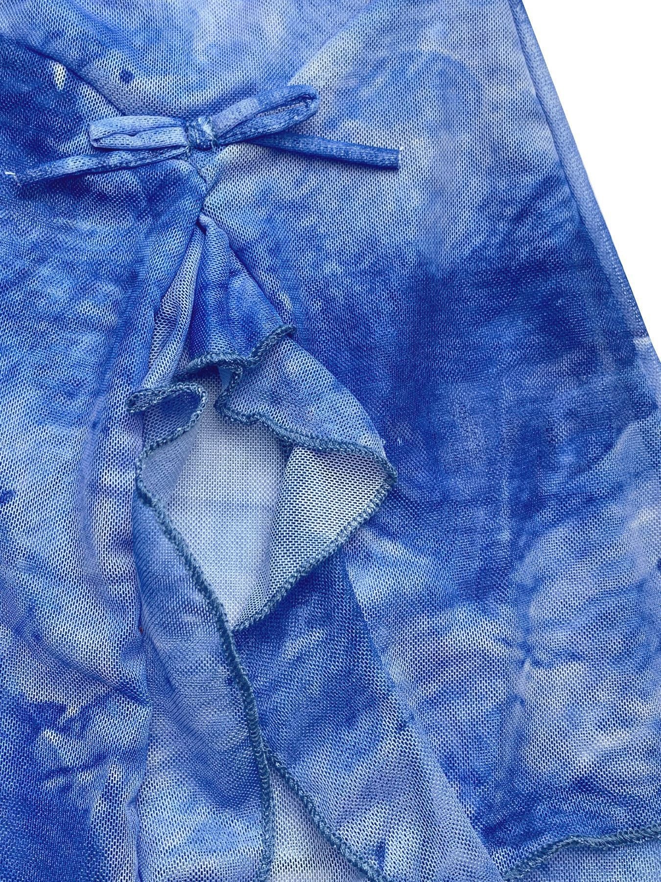 Women Two Mesh Sexy Camisole Top and Irregular Slit Skirt Two-Piece Set 23