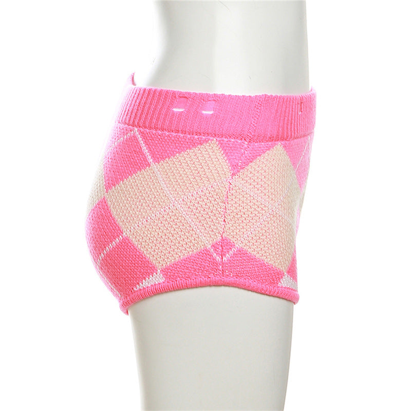 Autumn Women's Fashion Contrast Color Tassel Jacket High Waist Slim Shorts Two Piece Set For Women 23