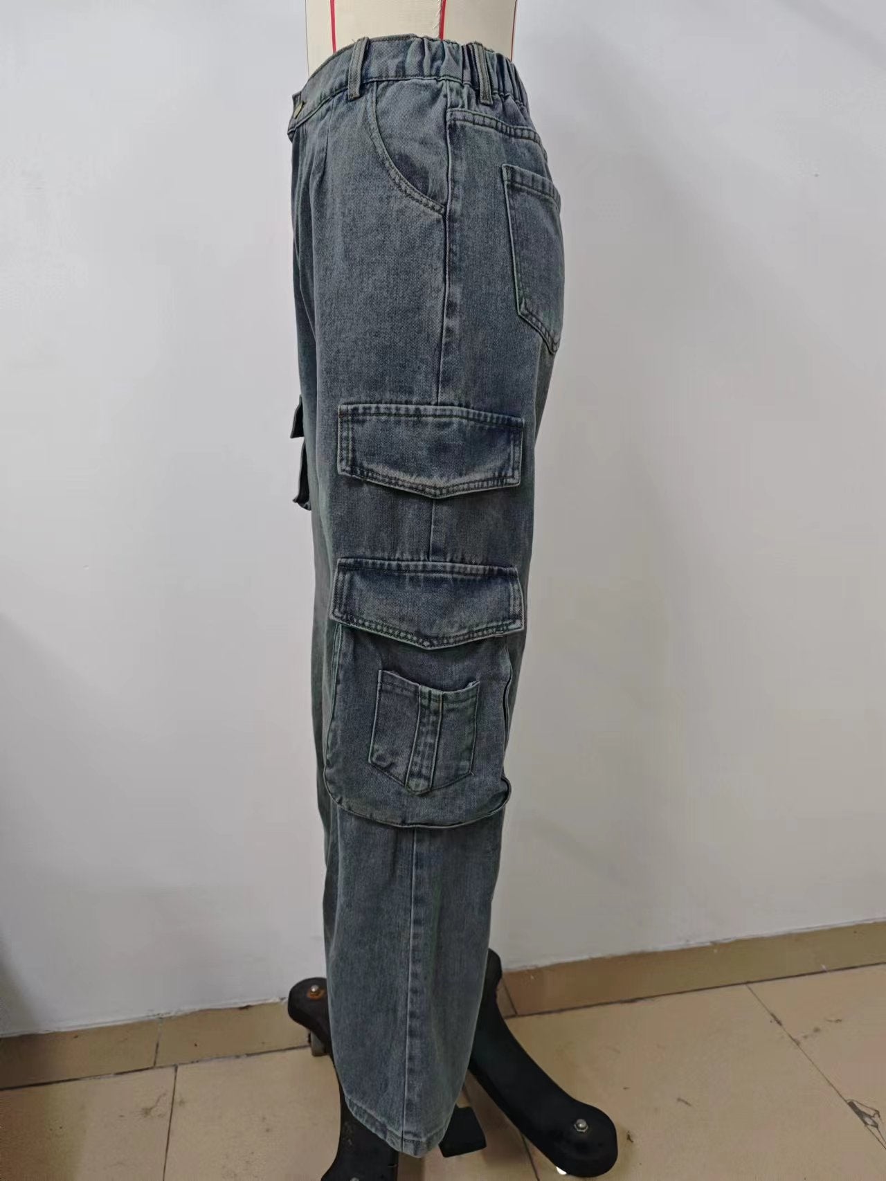 Women's Summer Loose Denim Cargo Pants 8