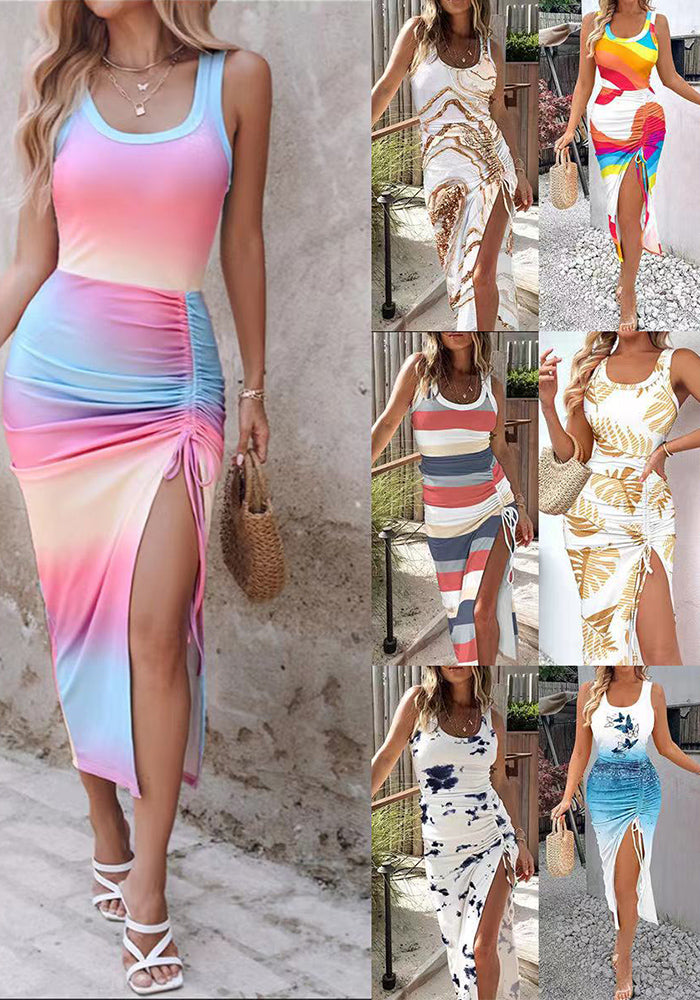 Women Summer Sexy Slit Maxi Sundress