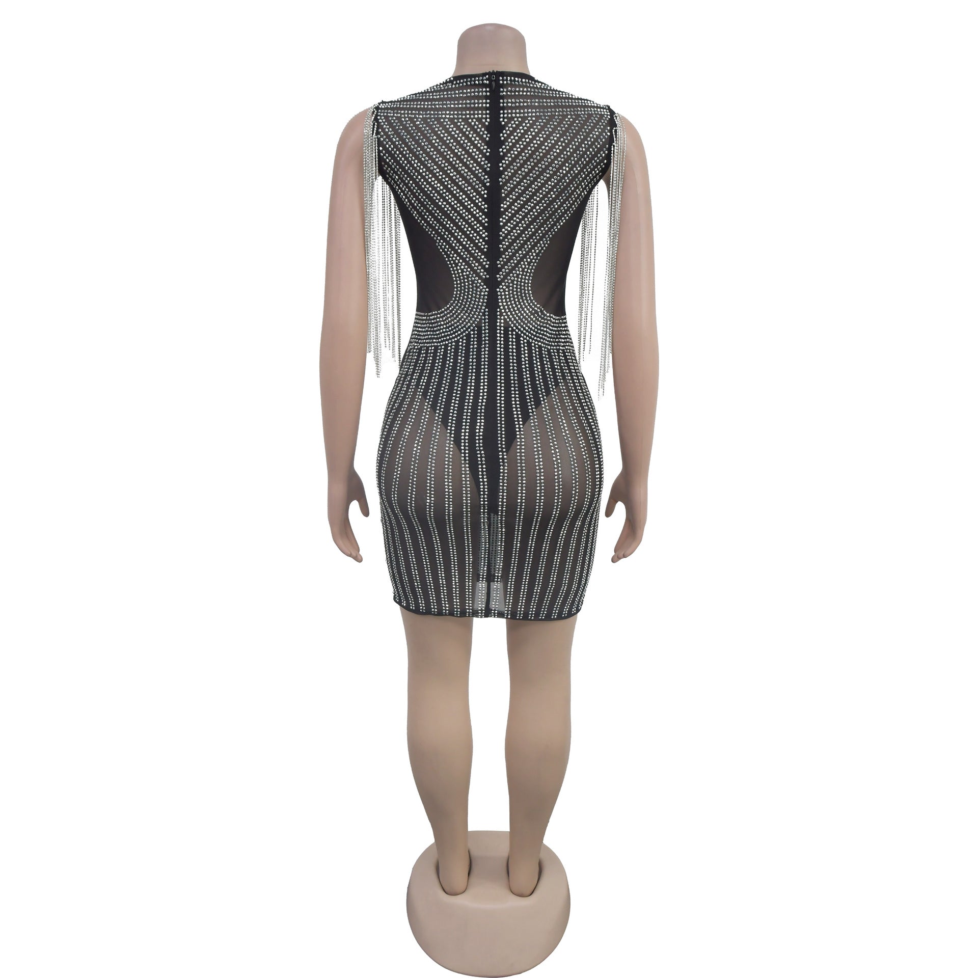 Women Tassel Beaded Sleeveless Dress 6