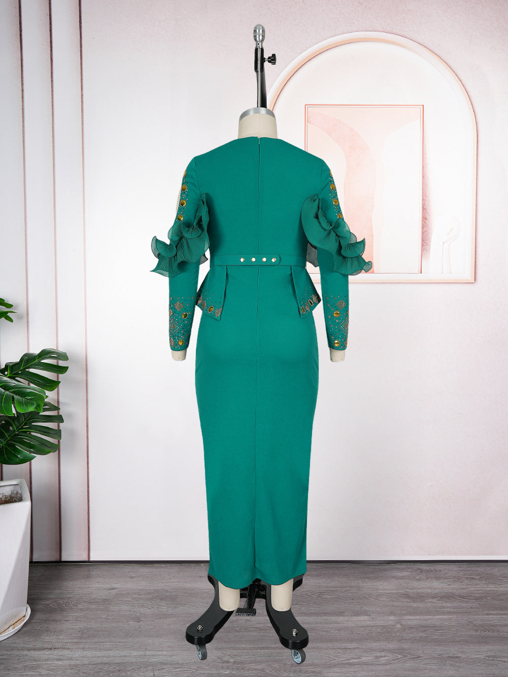 African Women's Plus Size Chic Elegant Fashion Beaded Formal Party Bodycon Dress Evening Gown 14