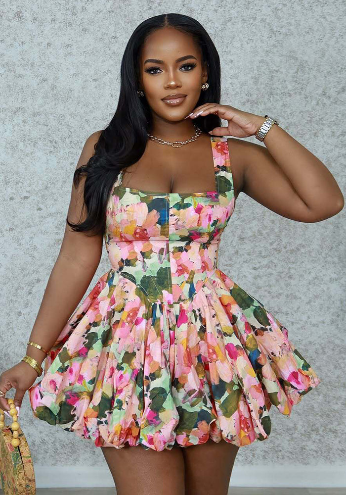 Women Summer Suspender Princess Bubble Mini Dress