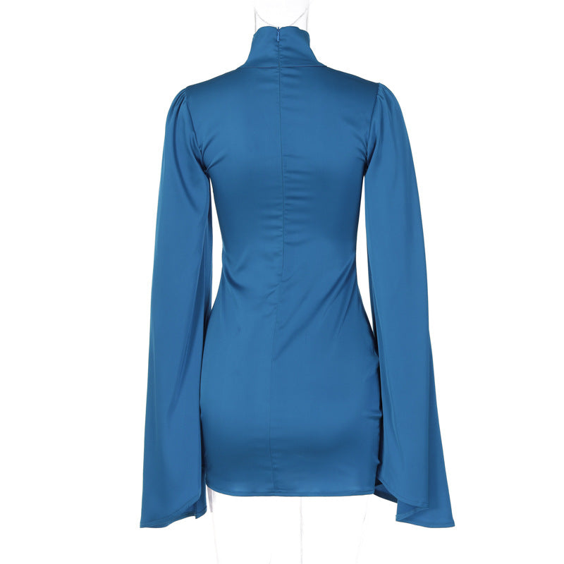 Women Autumn and Winter Turtleneck Solid Sexy Bodycon Dress 13