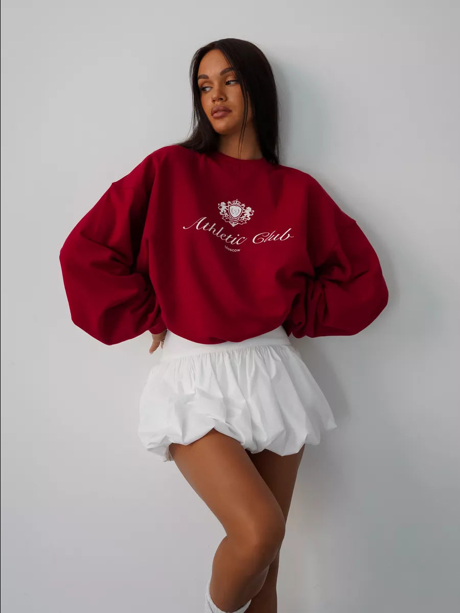 Trendy Letter Print American Autumn Winter Round Neck Long Sleeve T-shirt Top 7