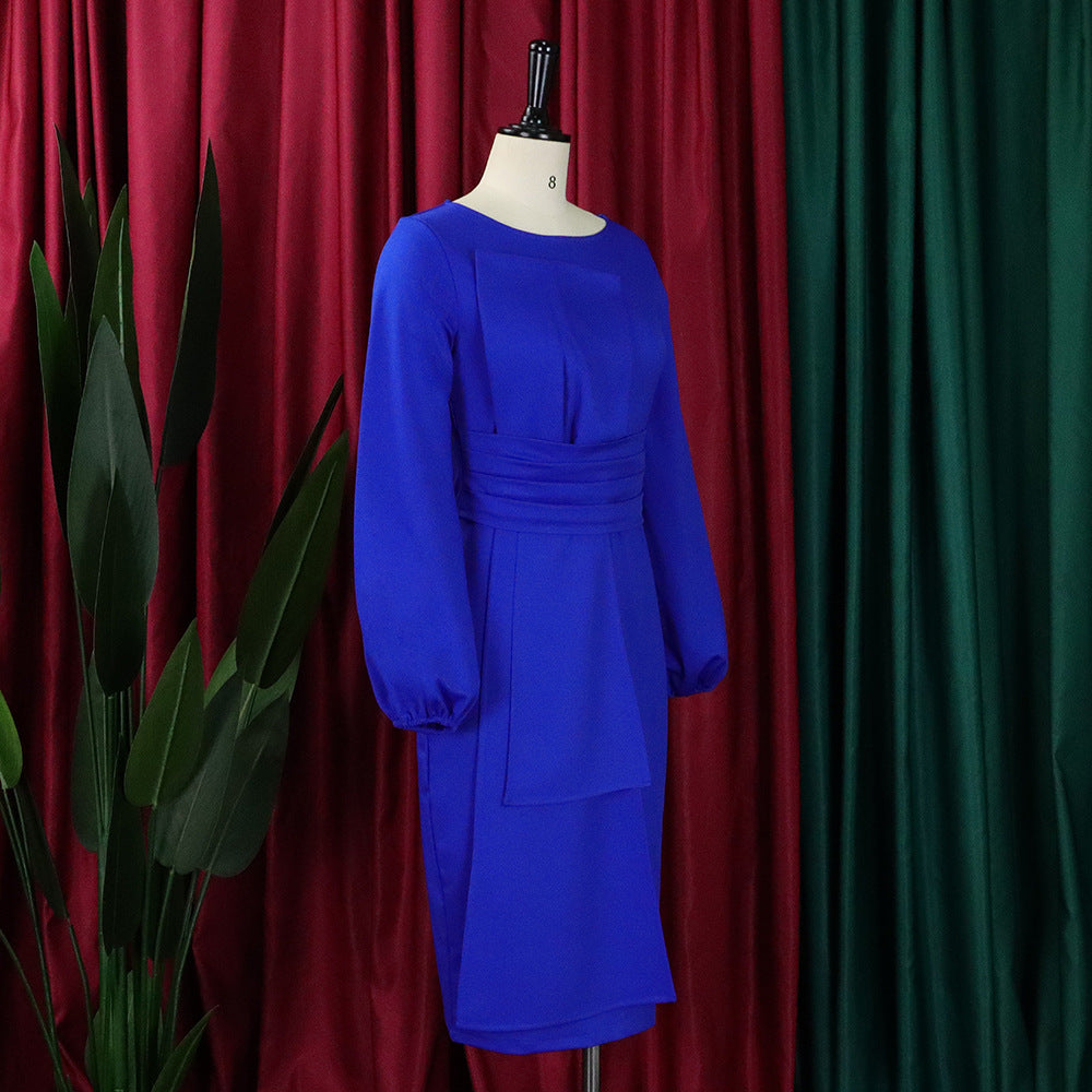 Women's Solid Color Professional Fashion Chic Plus Size Elegant African Dress 16