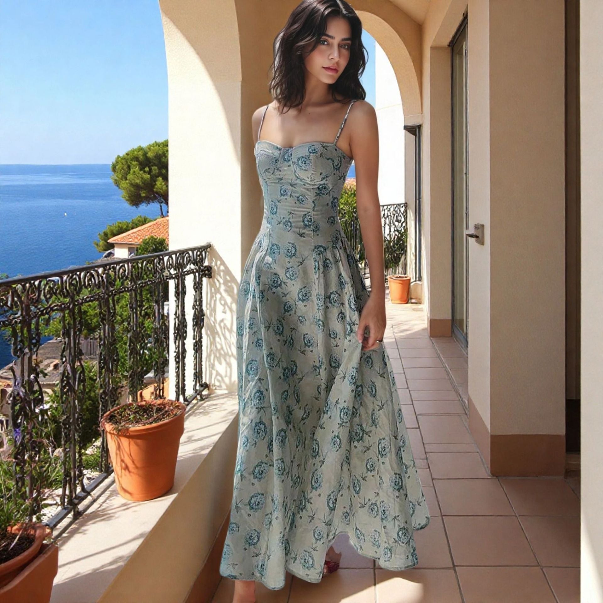 Women Summer Floral Strap Dress 3