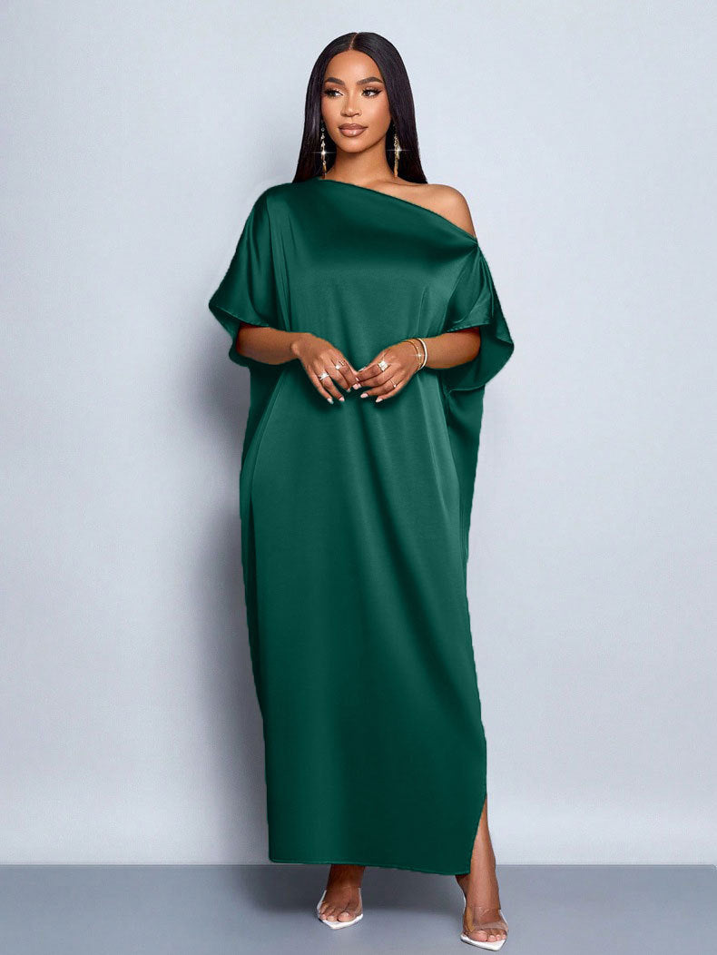 Women autumn satin yellow maxi dress 8