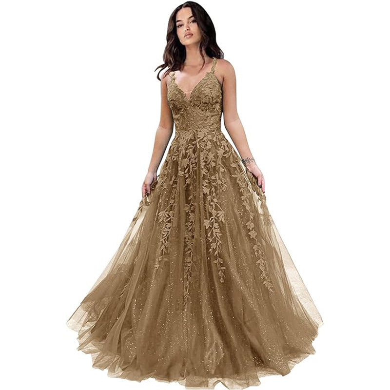 Women Sexy V-Neck Backless Lace Evening Dress（Processing time need 3-6 days） 4