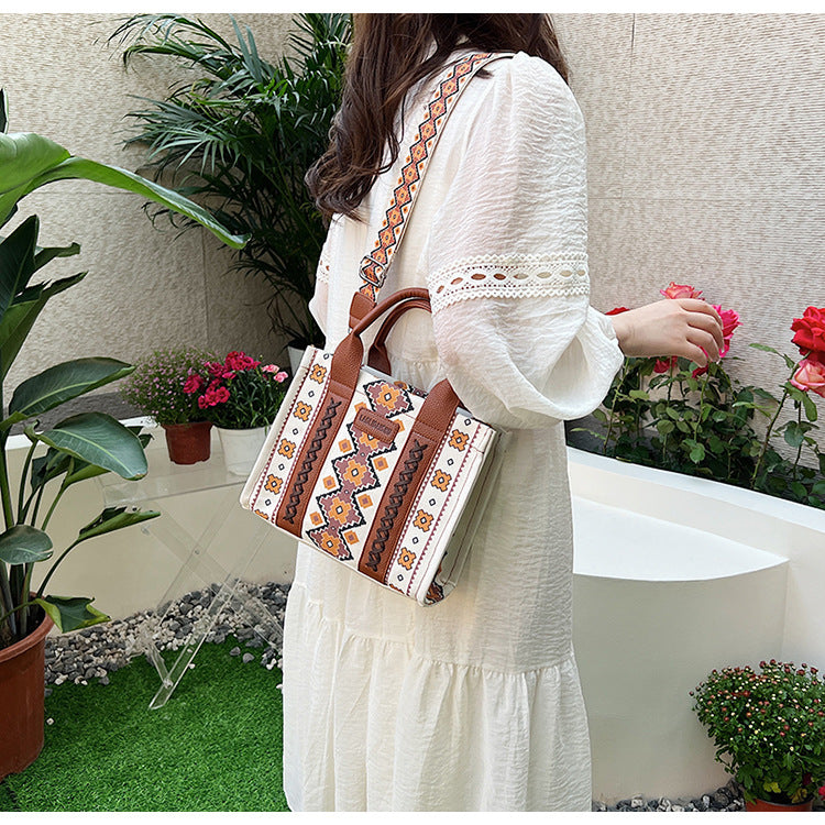 Women Summer Canvas Printed Shoulder Bag Handbag Crossbody Tote Bag 17