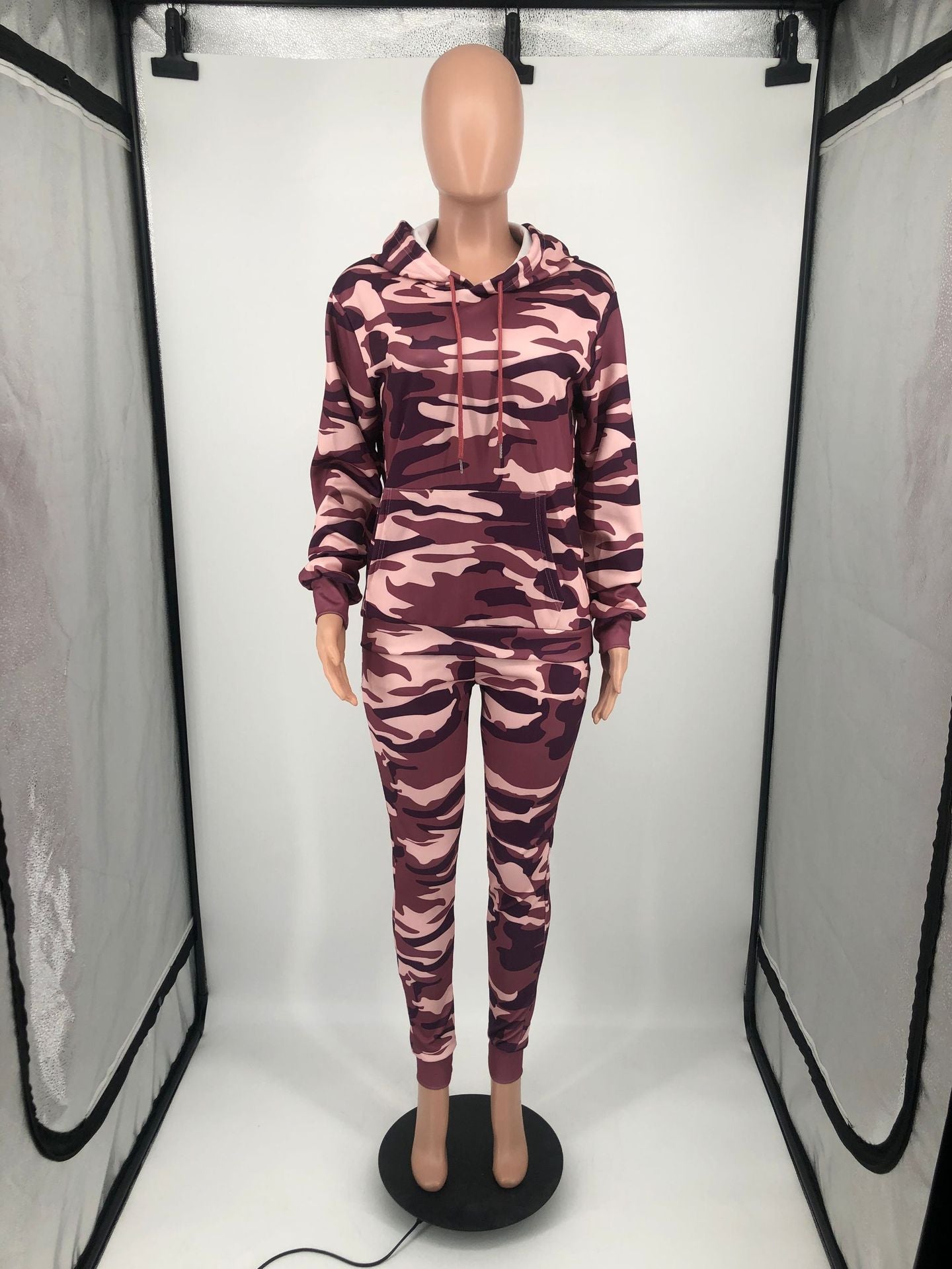 Women's Fashionable Sportswear Camouflage Two-Piece Tracksuit Set 17