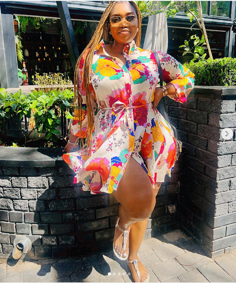 Women Elegant Long Sleeve Print Dress 3