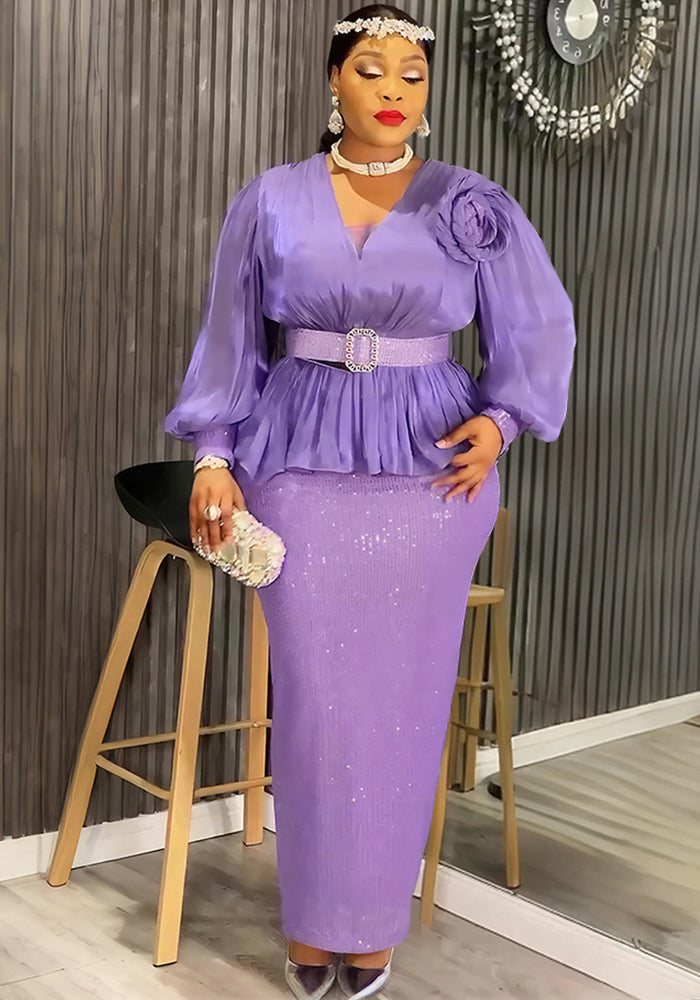 Africa Plus Size Women's Fashion Loose Sequin Evening Dress