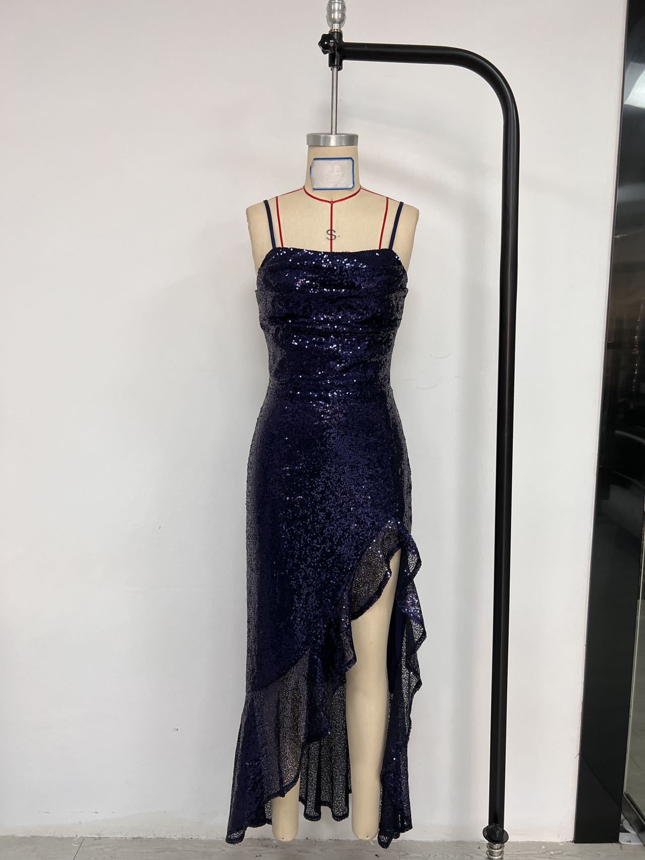 Women  Sequin Sleeveless Gown Slit Formal Party Sexy Prom Dress 12