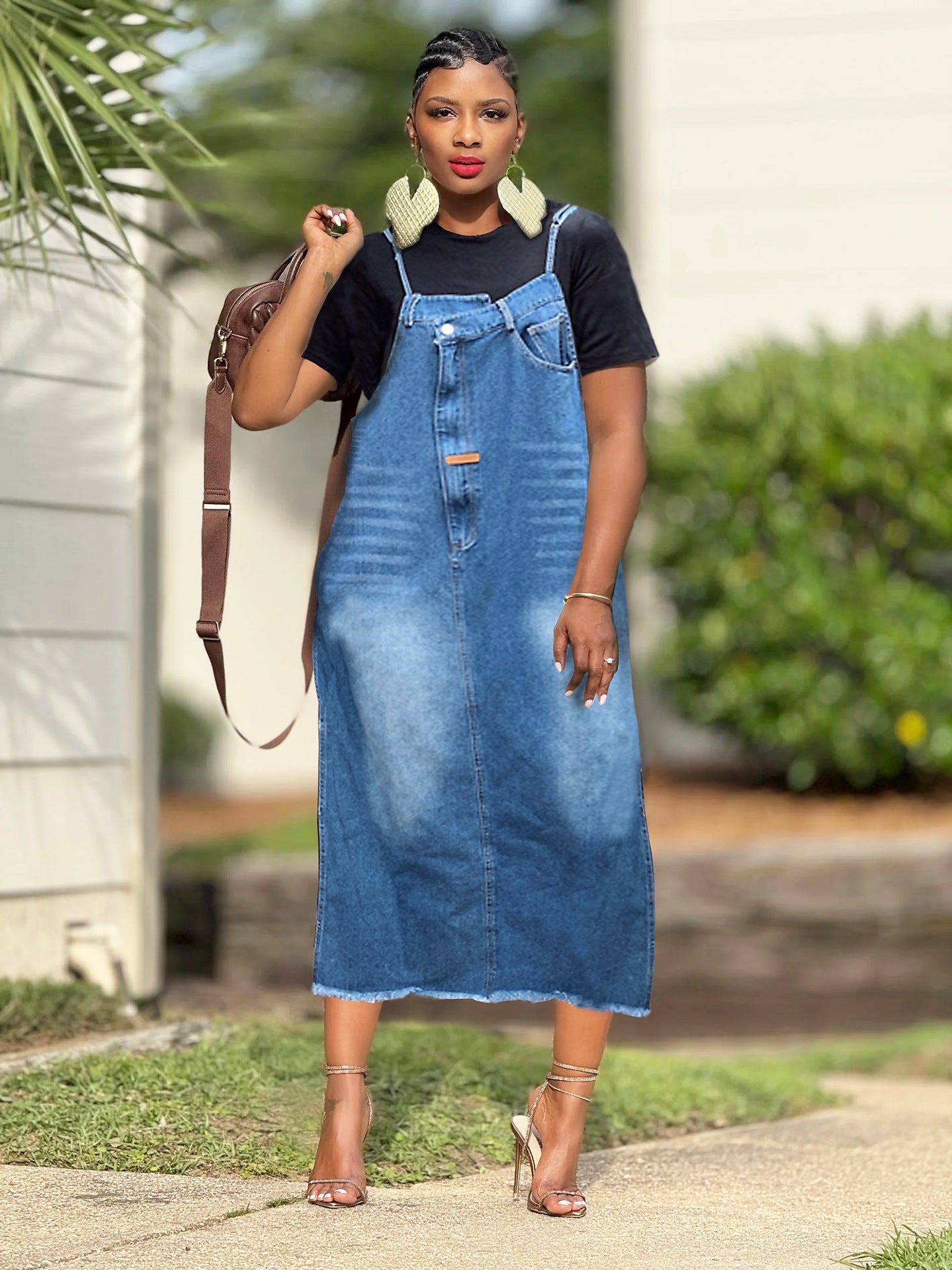 Women Denim suspender Maxi Dress