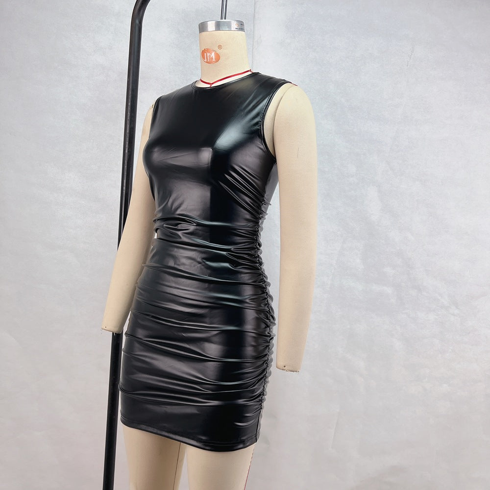 Women Pu Leather Sexy Bodycon Dress 8