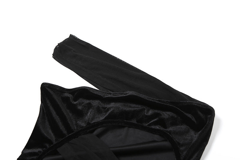 Patchwork One-Shoulder Strapless Low-Back Sexy Bodycon Dress 9