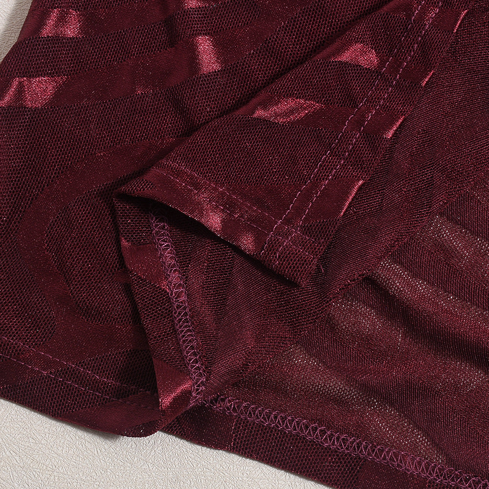 Autumn Women Low Back Slit Lace-Up Jacquard Strap Dress 12