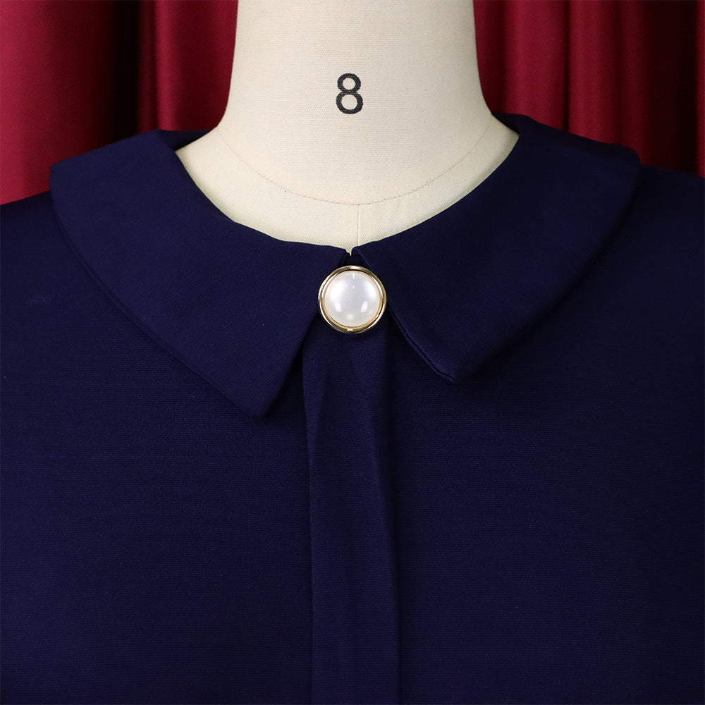 Women'S Fall/Winter Mesh And Pleated Plus Size Ol Chic Career Dress 26