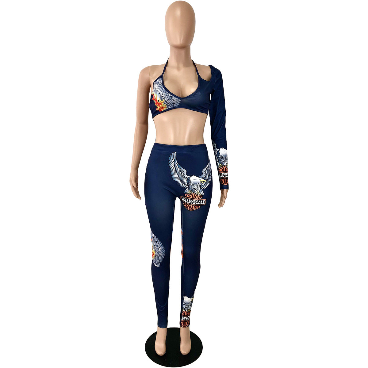 Women Print Single Sleeve Top and Pant Casual Two-piece Set 13