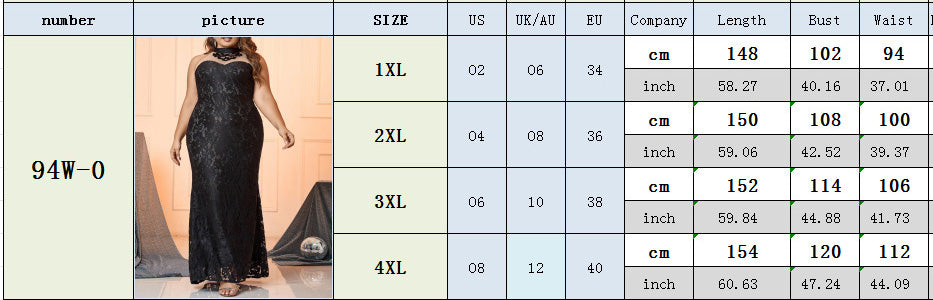 Sexy Elegant Black Lace Sleeveless Slim Plus Size Formal Party Women's Dress 7