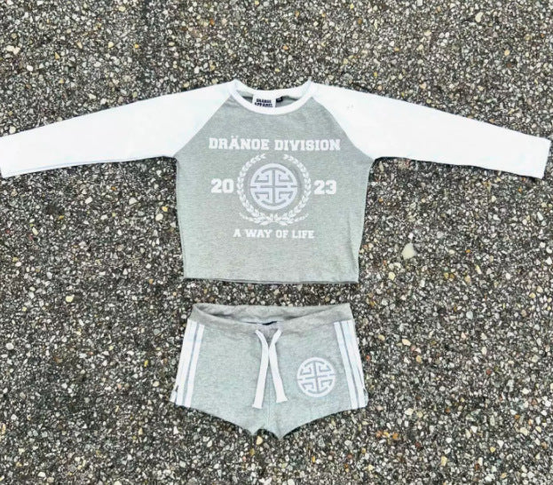 Women Letter Casual Sexy Street Print Top and Shorts Sports Two-Piece Set 9