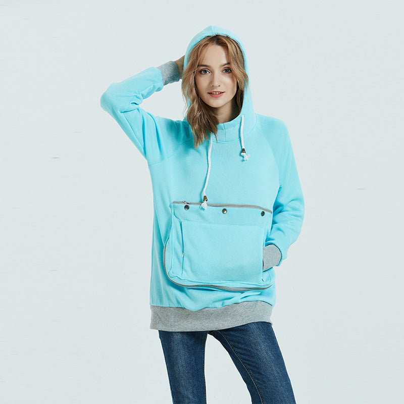 Women Pocket Pet Casual Plush Hoodies Jacket 7