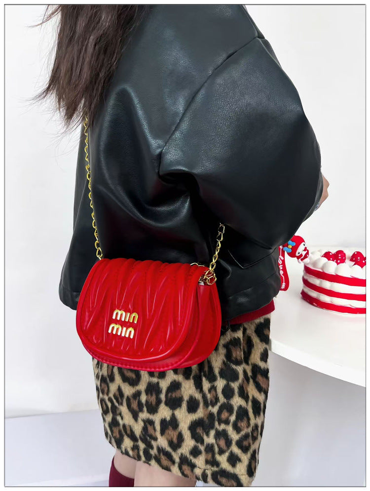 Women Mini Pleated Shell Bag Chain Bag Modern Crossbody Shoulder Bag 16