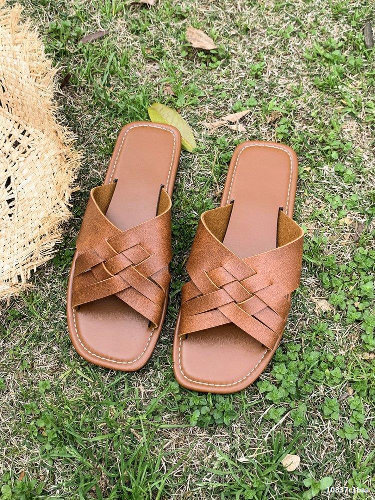 Women's Plus Size casual one strap flat slippers 21