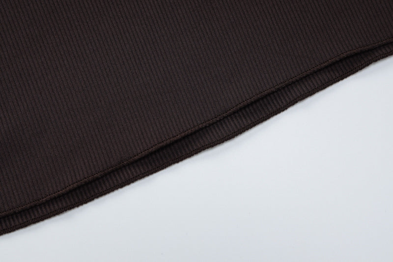 Plus Size Women Belt Bottom Long Sleeve Ribbed Dress 38