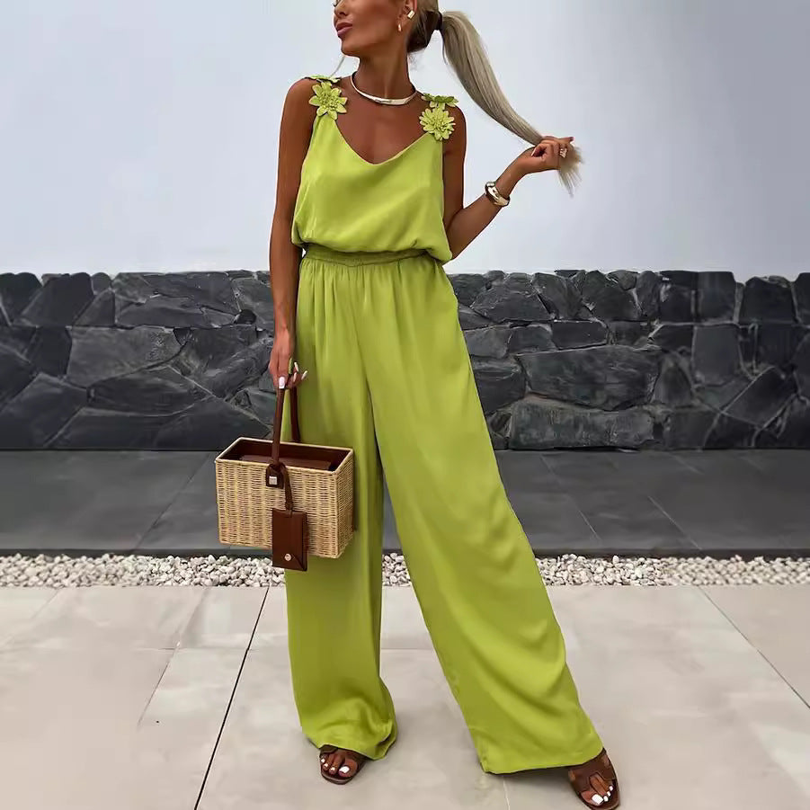 Spring Summer Style Strap Sleeveless Casual Loose Women Jumpsuit 9