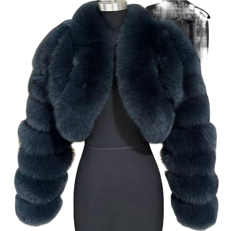 Faux Fur Coat Fox Fur Short Patchwork Winter Warm Top Jacket 23