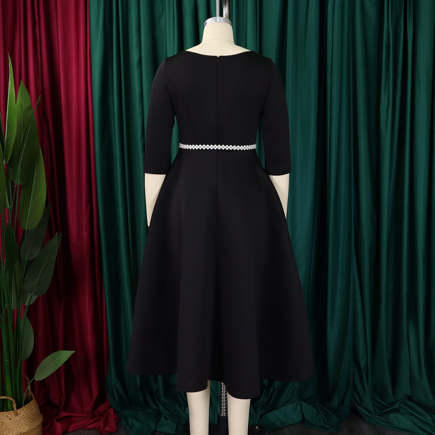 Autumn Winter Solid Color Elegant A-Line Chic Evening Dress 26