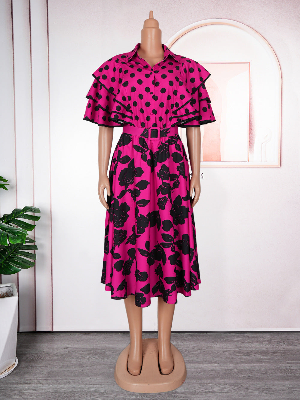 Print Shirt Plus Size A-Line Dress African Women's Wear 11