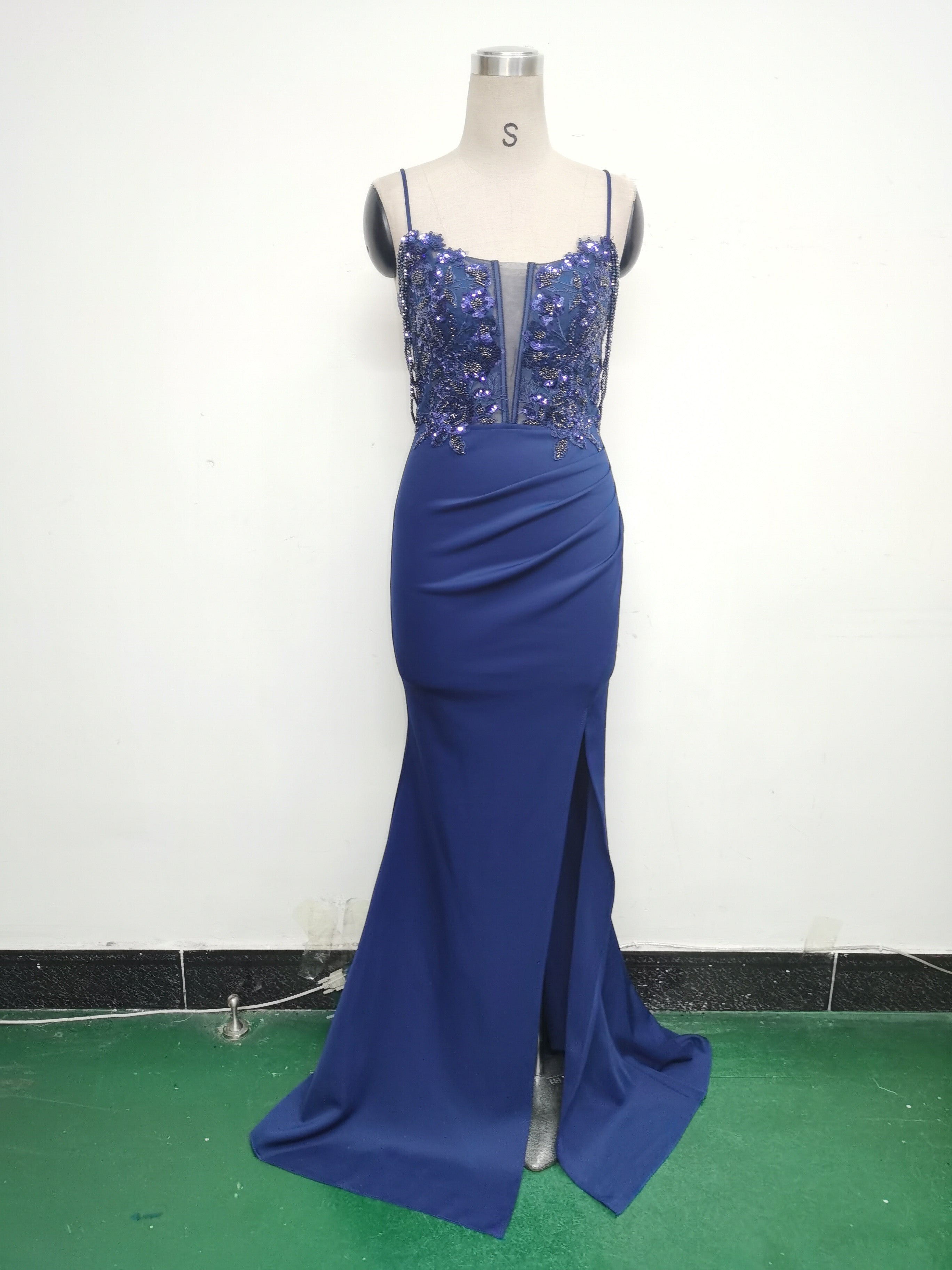 Women Fishbone Lace-Up Formal Formal Party Prom Strappy Sequin Evening Dress 30