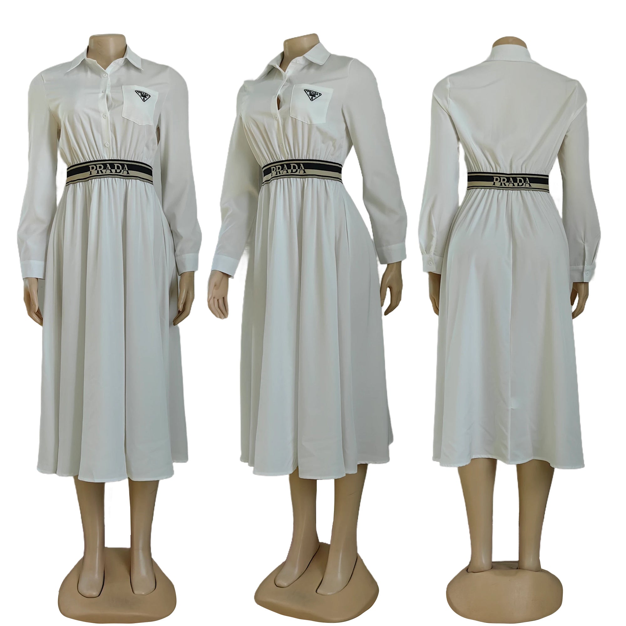 Women Autumn and Winter Elegant Shirt Dress (with Pockets) 8