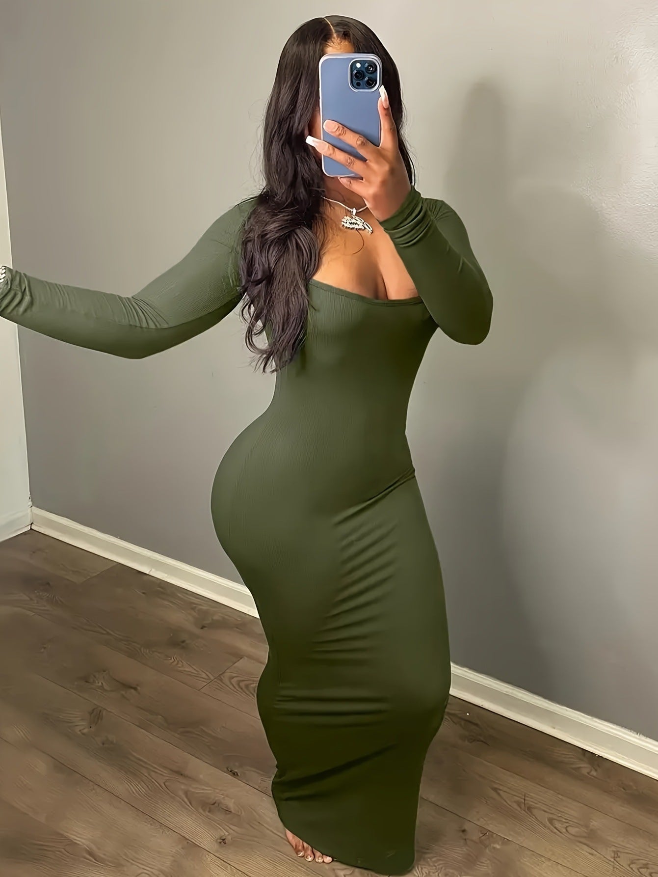 Women Soid knitting Maxi Dress 8