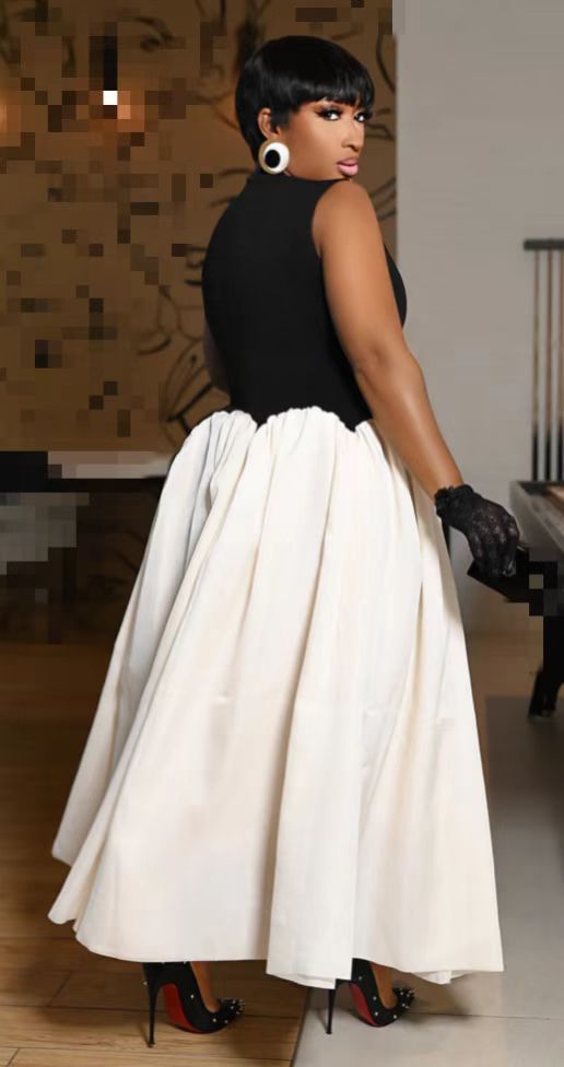 Womenƒ??s Spring Summer Fashion French Chic Colorblock Irregular Dress 4