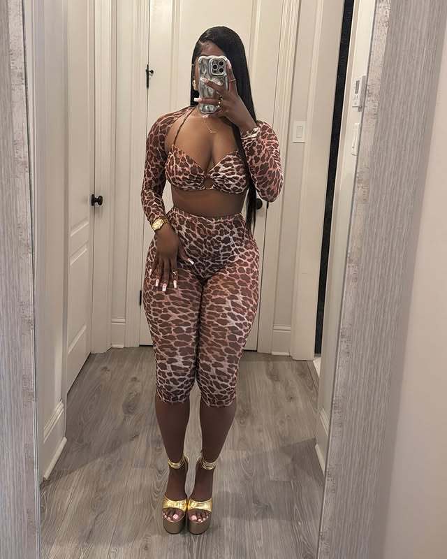 Women Leopard Print Sexy Mesh Two Piece Set 6