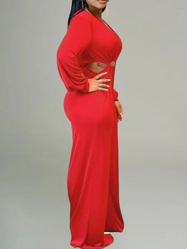 Feminine Solid Color Women's Long Sleeve Jumpsuit 6