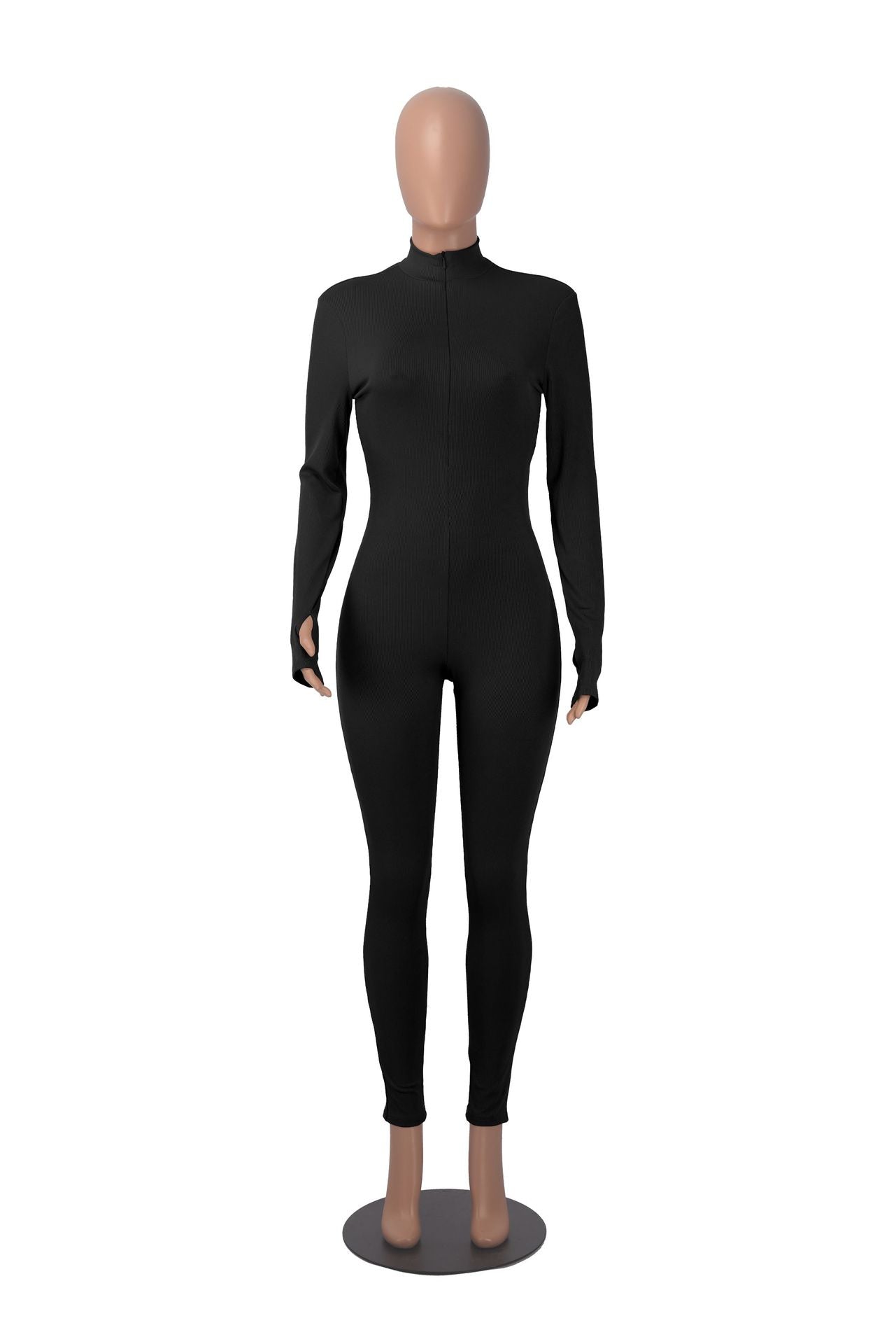 Women Fall Ribbed Zip Sport Jumpsuit 26