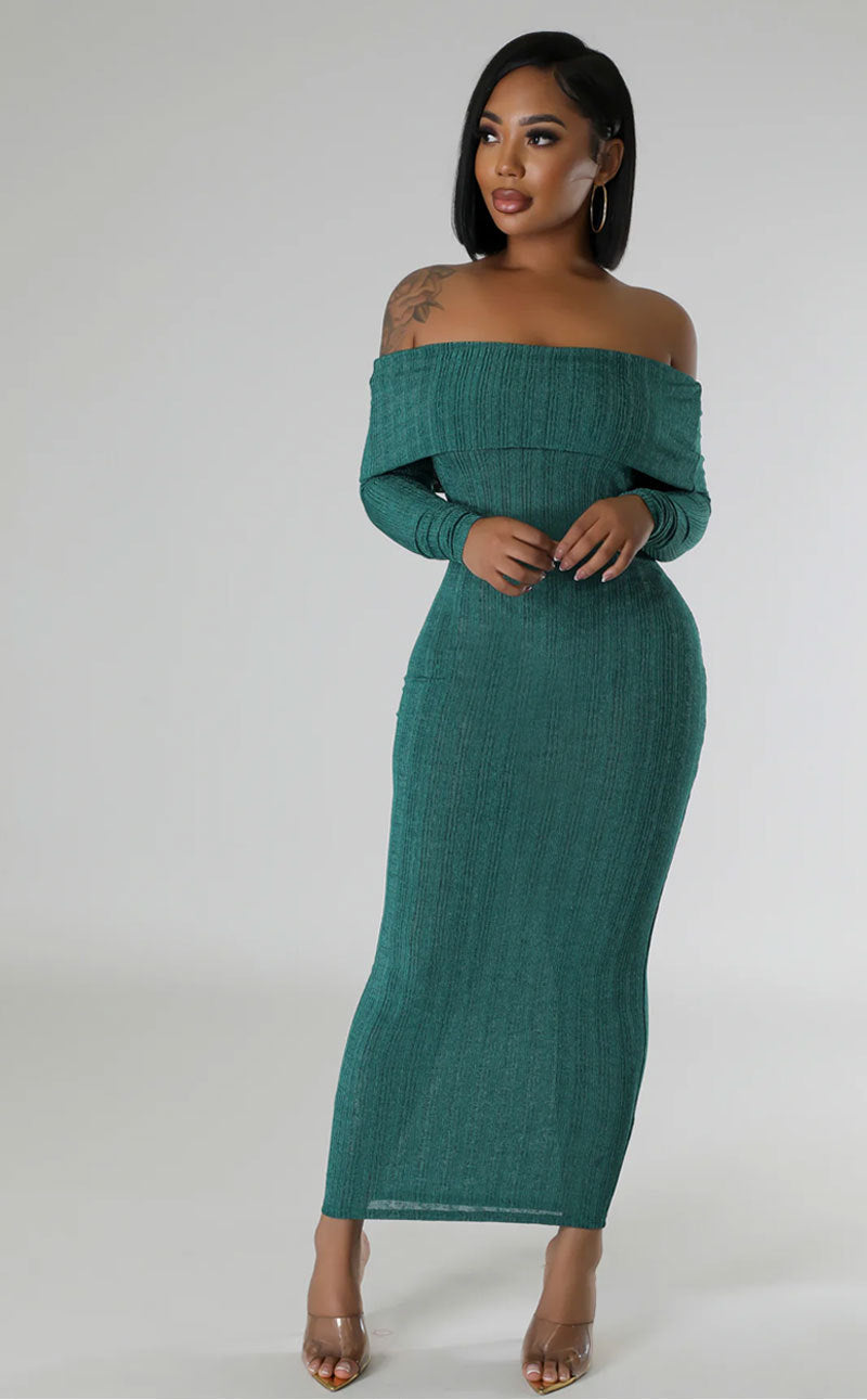 Women Solid Off Shoulder Maxi Dress 3