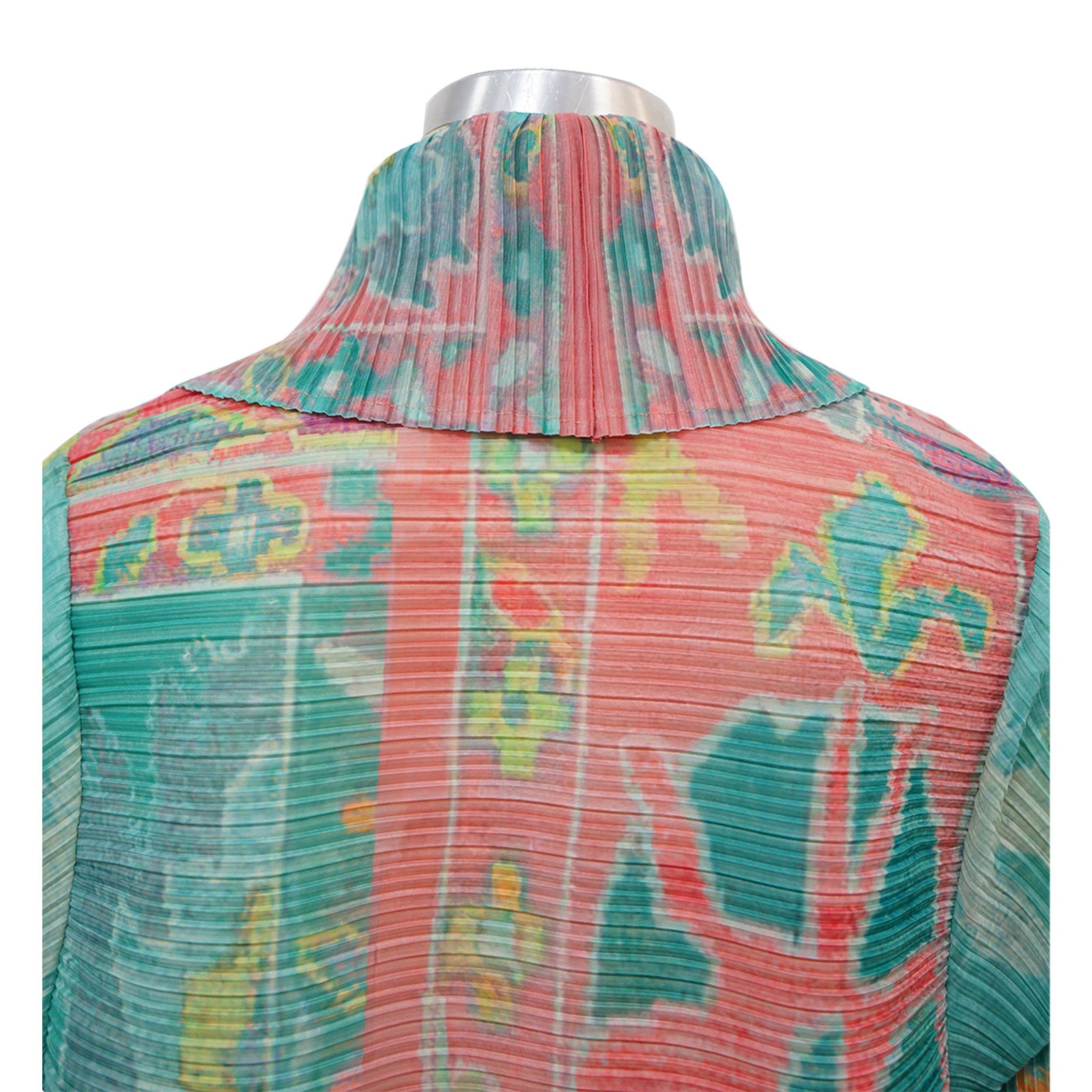 Pleated Printed Plus Size Long Jacket for Women 16