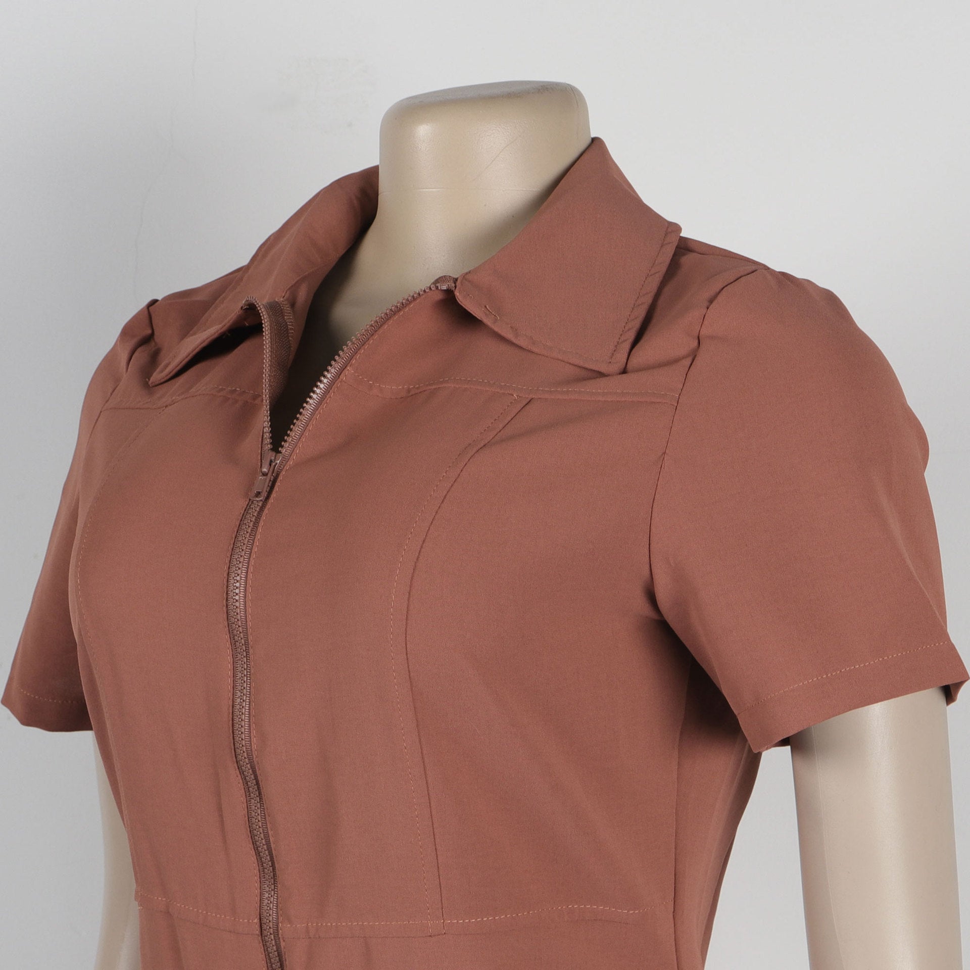 Women Sexy Summer Zipper Pocket Jumpsuit 14