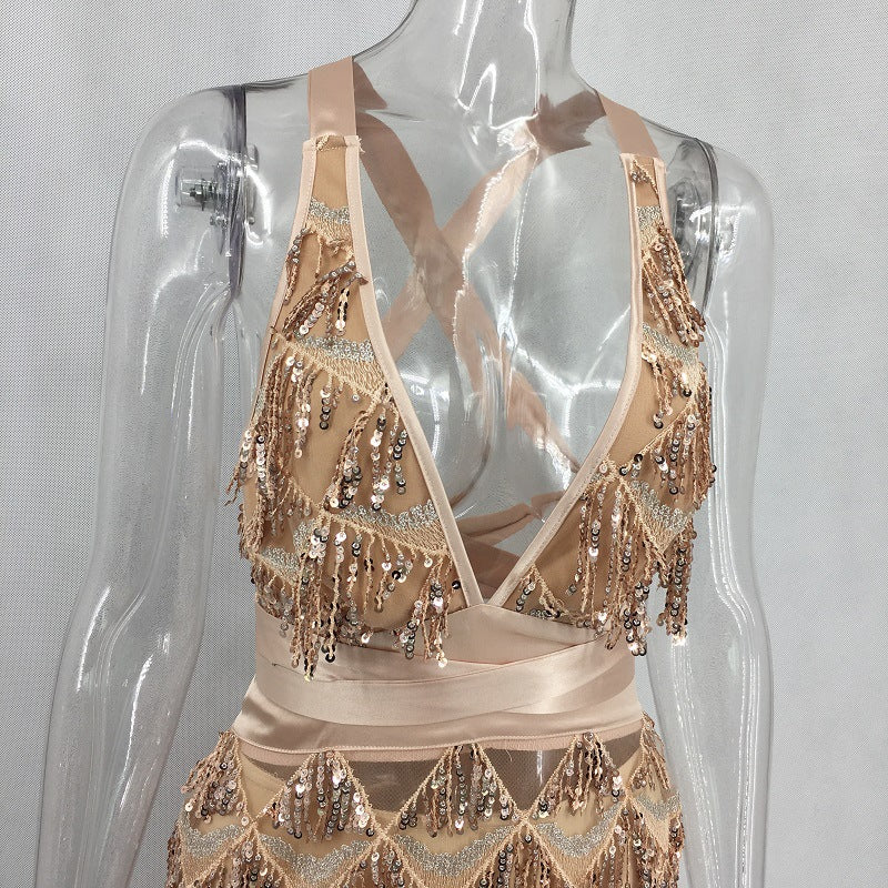 Tassel Sexy Nightclub Dress Autumn Party Wear 8