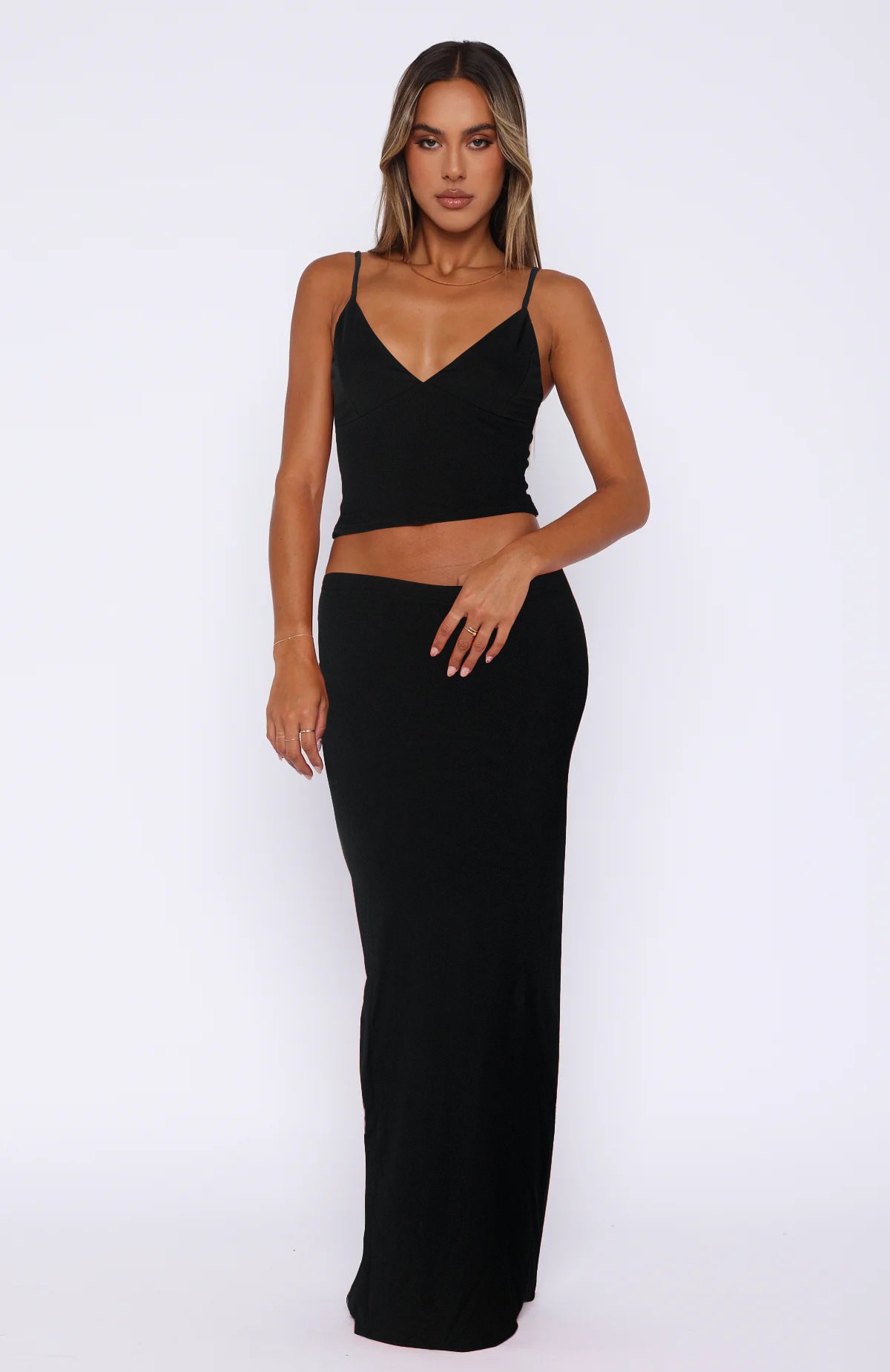 Women Spring Sexy Suspender Crop Top and Bodycon Skirt Two-Piece Set 6