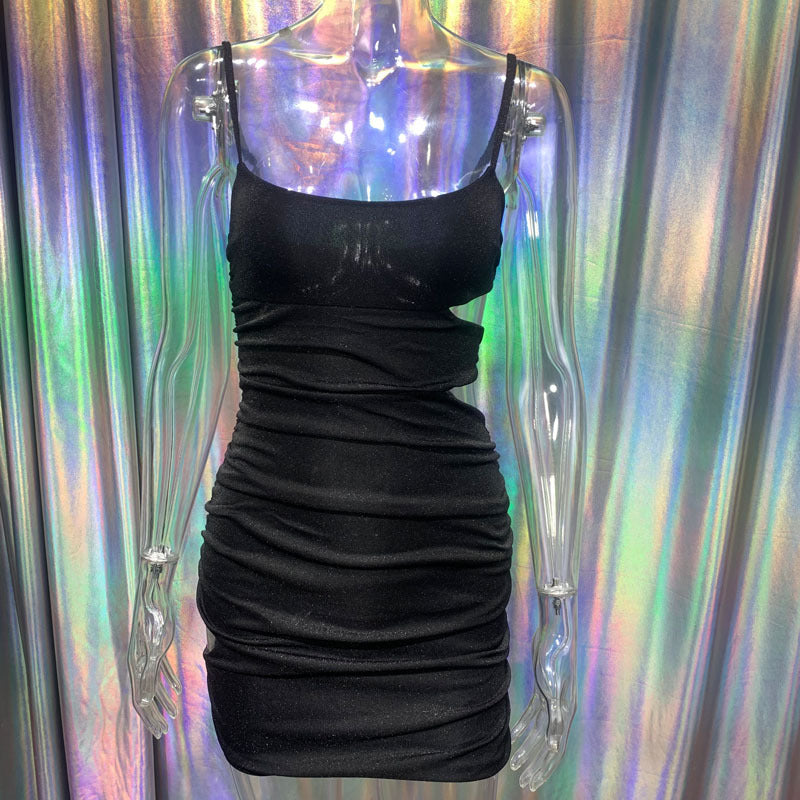 Women'S Silver Silk Straps Sexy High Stretch Slim Cutout Low Back Dress For Women 18